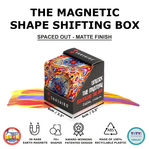 SHASHIBO Shape Shifting Box - Award-Winning, Patented Fidget Cube w/ 36 Rare Earth Magnets - Transforms Into Over 70 Shapes, Download Fun in Motion Toys Mobile App (Original Series - Spaced Out)