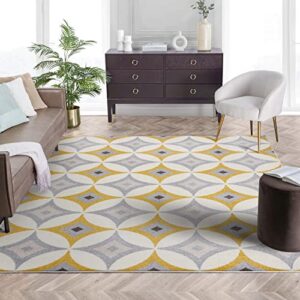 well woven mystic perla gold modern geometric 5’3″ x 7’3″ distressed area rug, 5 ft (3 in) x 7 ft (3