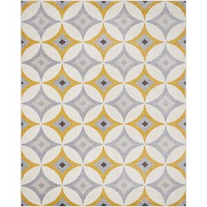 Well Woven Mystic Perla Gold Modern Geometric 5'3" x 7'3" Distressed Area Rug, 5 ft (3 in) x 7 ft (3
