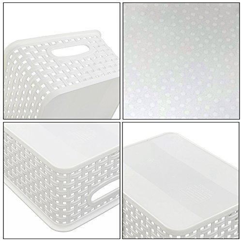 Lesbin White Plastic Weave Baskets, 4-Pack