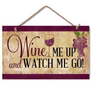 highland graphics “wine me up” wood kitchen sign,brown