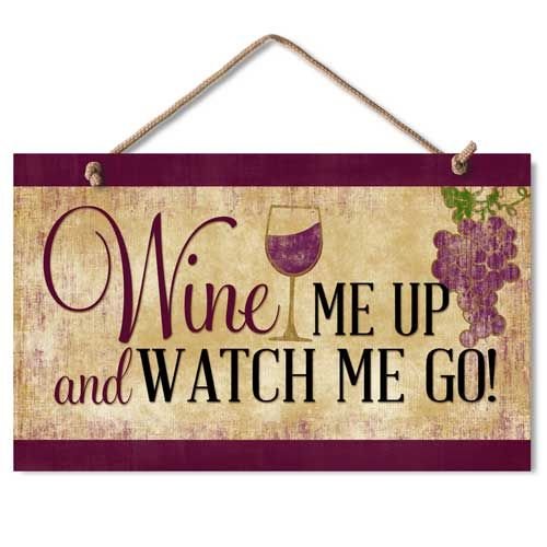 Highland Graphics "Wine Me Up" Wood Kitchen Sign,brown
