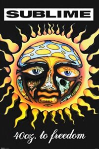 pyramid america sublime 40 oz to freedom music band poster debut album sunny mushroom face trippy cool wall decor art print poster 24×36