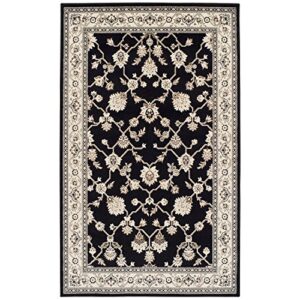 BLUENILEMILLS Shalimar Indoor Area Rug, Floral Trellis Pattern, Palmette Motifs, Super Soft, Durable, Elegant, Oriental, Traditional, Contemporary Style, Jute Backing, Black, 8' x 10'