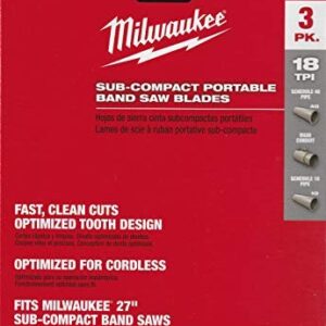 Milwaukee 48-39-0572 18 TPI Sub-Compact Portable Band Saw Blade, 3 Per Pack