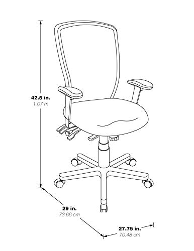 Office Star ProGrid Breathable Mesh Manager's Office Chair with Adjustable Seat Height, Multi-Function Tilt Control and Seat Slider, High Back, Coal FreeFlex Fabric