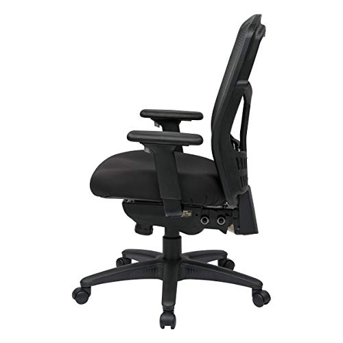 Office Star ProGrid Breathable Mesh Manager's Office Chair with Adjustable Seat Height, Multi-Function Tilt Control and Seat Slider, High Back, Coal FreeFlex Fabric