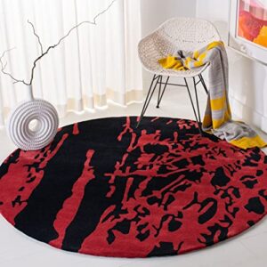 safavieh soho collection 8′ round black / red soh326b handmade premium wool area rug