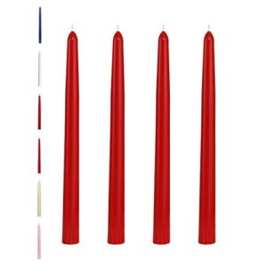 candlenscent taper candles | tapered candlesticks – dripless 10 inch unscented | red | 4 pack