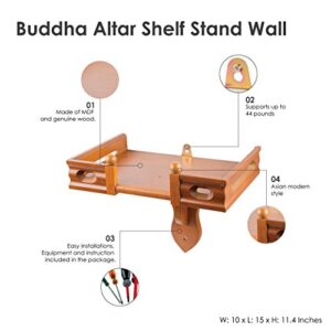 NT furniture Buddha Altar Shelf Stand Wooden Wall Rack Ming, (10x15x11 inches, Teak)