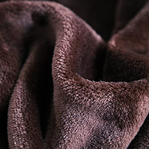 SOCHOW Flannel Fleece Blanket Throw Size, All Season Lightweight Super Soft Cozy Blanket for Bed or Couch, Brown