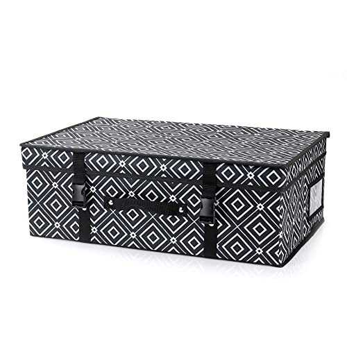 HANGERWORLD - Medium Black and White Diamond Pattern Bridal Dress Storage Box with Lid