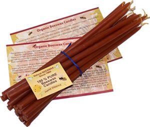 holy land market pure beeswax organic hand made candles – orthodox church candles from jerusalem – 10 inches tall, 3/8 inch diameter (dozen candles)