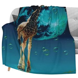 delerain giraffe soft throw blanket 40″x50″ lightweight flannel fleece blanket for couch bed sofa travelling camping for kids adults