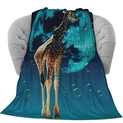 Delerain Giraffe Soft Throw Blanket 40"x50" Lightweight Flannel Fleece Blanket for Couch Bed Sofa Travelling Camping for Kids Adults