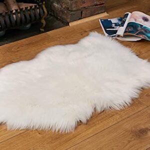 Faux Fur Fluffy Sheepskin Rug for Home Decor - Couch/Chair Covers Furry Area Rug for Living Room/Bedroom Decor - White (2x3 Feet)