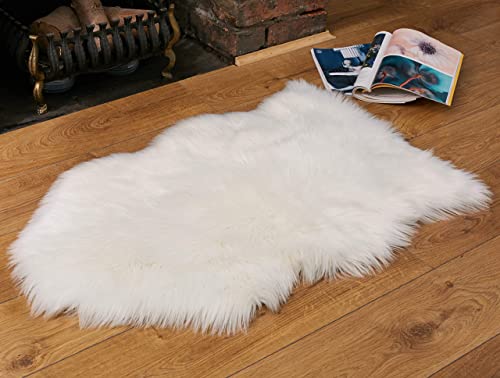 Faux Fur Fluffy Sheepskin Rug for Home Decor - Couch/Chair Covers Furry Area Rug for Living Room/Bedroom Decor - White (2x3 Feet)