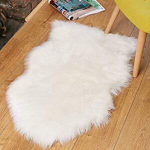 Faux Fur Fluffy Sheepskin Rug for Home Decor - Couch/Chair Covers Furry Area Rug for Living Room/Bedroom Decor - White (2x3 Feet)