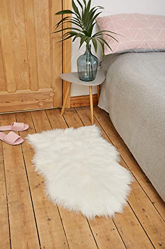 Faux Fur Fluffy Sheepskin Rug for Home Decor - Couch/Chair Covers Furry Area Rug for Living Room/Bedroom Decor - White (2x3 Feet)