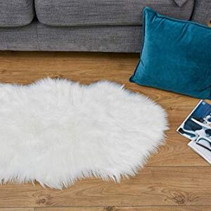 Faux Fur Fluffy Sheepskin Rug for Home Decor - Couch/Chair Covers Furry Area Rug for Living Room/Bedroom Decor - White (2x3 Feet)