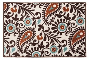 hiend rebecca chocolate brown, terra cotta, turquoise paisley kitchen & bath western inspired decor rug 24 x 36