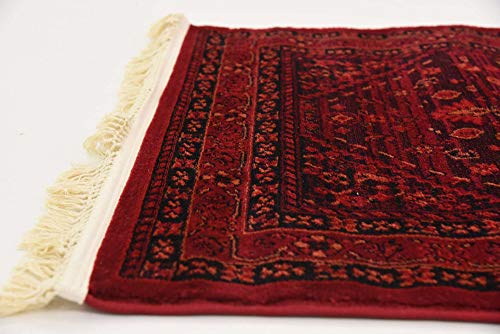 Unique Loom Tekke Collection Over-Dyed Saturated Traditional Torkaman Area Rug, 2 ft 7 in x 10 ft, Red/Black