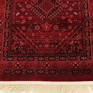 Unique Loom Tekke Collection Over-Dyed Saturated Traditional Torkaman Area Rug, 2 ft 7 in x 10 ft, Red/Black