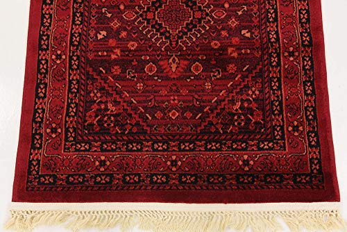 Unique Loom Tekke Collection Over-Dyed Saturated Traditional Torkaman Area Rug, 2 ft 7 in x 10 ft, Red/Black