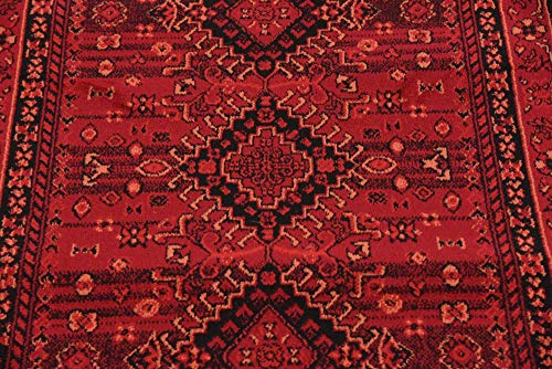 Unique Loom Tekke Collection Over-Dyed Saturated Traditional Torkaman Area Rug, 2 ft 7 in x 10 ft, Red/Black