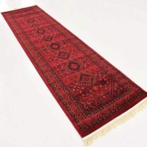 Unique Loom Tekke Collection Over-Dyed Saturated Traditional Torkaman Area Rug, 2 ft 7 in x 10 ft, Red/Black