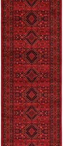 Unique Loom Tekke Collection Over-Dyed Saturated Traditional Torkaman Area Rug, 2 ft 7 in x 10 ft, Red/Black