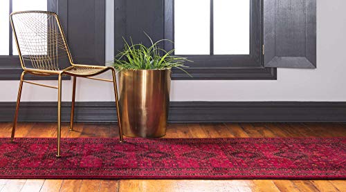 Unique Loom Tekke Collection Over-Dyed Saturated Traditional Torkaman Area Rug, 2 ft 7 in x 10 ft, Red/Black