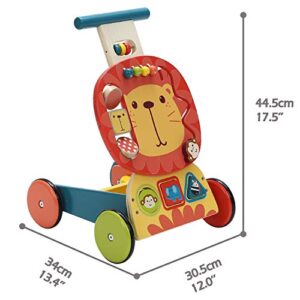 labebe - 4 Wheels Baby Walker, Wooden Push Wagon Toy for 1-3 Years Old Girl/Boy, Toddler/Kid Push Toy Cart for Walking, 2-in-1 Toy Shopping Cart, Outdoor Activity Walker for Infant - Yellow Lion