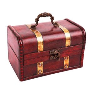 WaaHome Pirate Treasure Chest Wood Treasure Boxes Keepsake Box For Kids Girls (7''X4.3''X4.3'')