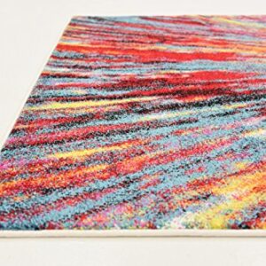 Unique Loom Lyon Collection Modern Abstract Tie-Dye Fireworks Area Rug, 5 x 8 Feet, Multi/Blue