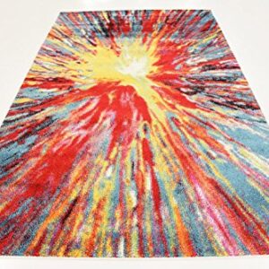 Unique Loom Lyon Collection Modern Abstract Tie-Dye Fireworks Area Rug, 5 x 8 Feet, Multi/Blue