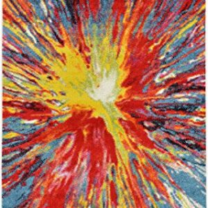 Unique Loom Lyon Collection Modern Abstract Tie-Dye Fireworks Area Rug, 5 x 8 Feet, Multi/Blue