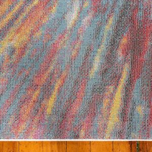 Unique Loom Lyon Collection Modern Abstract Tie-Dye Fireworks Area Rug, 5 x 8 Feet, Multi/Blue