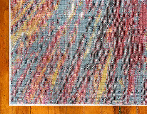 Unique Loom Lyon Collection Modern Abstract Tie-Dye Fireworks Area Rug, 5 x 8 Feet, Multi/Blue