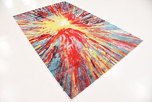 Unique Loom Lyon Collection Modern Abstract Tie-Dye Fireworks Area Rug, 5 x 8 Feet, Multi/Blue