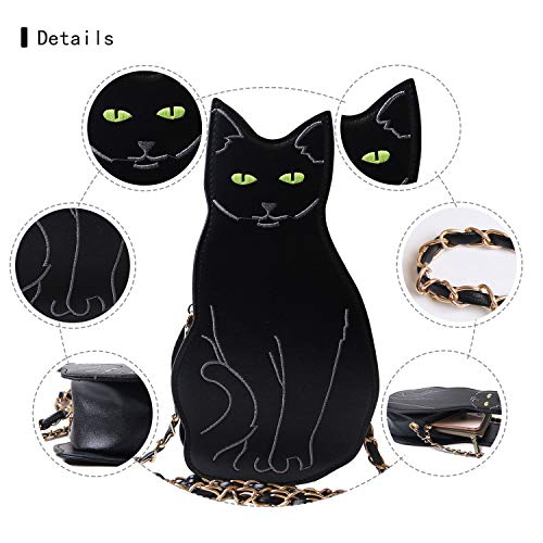 LUI SUI Womens Black Cat Purse Crossbody Bags Girls Bat Wing Spider Web Shoulder Bags Flamingo Animal Purse Chic Clutch Bags