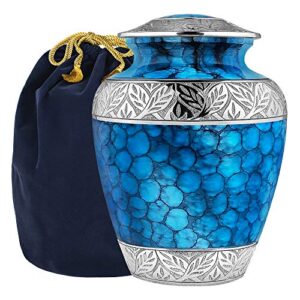 trupoint memorials cremation urns for human ashes – decorative urns, urns for human ashes female & male, urns for ashes adult female, funeral urns – royal blue, large