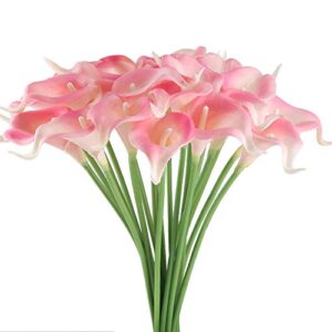 Floral Kingdom USA 14" Real Touch Latex Calla Lily Bunch Artificial Spring Flowers for Home Decor, Wedding Bouquets, and centerpieces (Pack of 10) (Blush Pink)