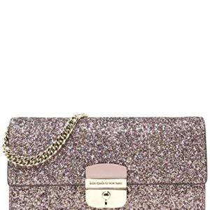 Kate Spade New York Pink Glitter Sunset Lane Milou Wallet Clutch + Chain