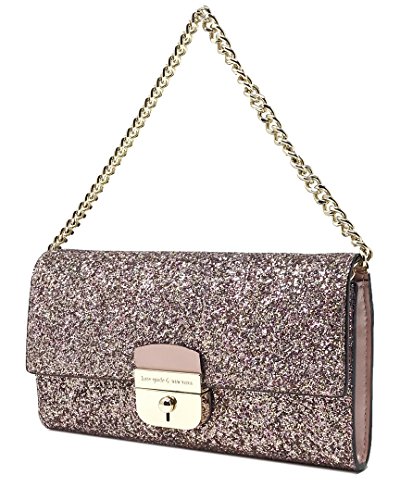 Kate Spade New York Pink Glitter Sunset Lane Milou Wallet Clutch + Chain