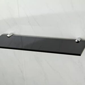 BSM Marketing Gloss Black Glass Shelf with Two Chrome Finish Brackets 300mm x 100mm Toughened Safety