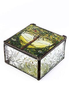 ytc tiffany tree of life glass jewelry trinket box