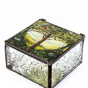 YTC Tiffany Tree of Life Glass Jewelry Trinket Box