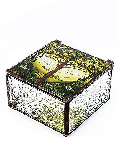 YTC Tiffany Tree of Life Glass Jewelry Trinket Box