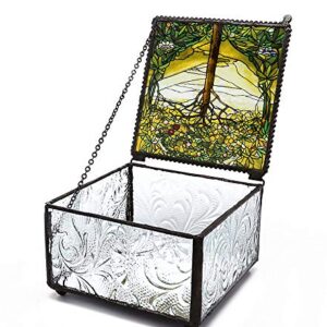 YTC Tiffany Tree of Life Glass Jewelry Trinket Box